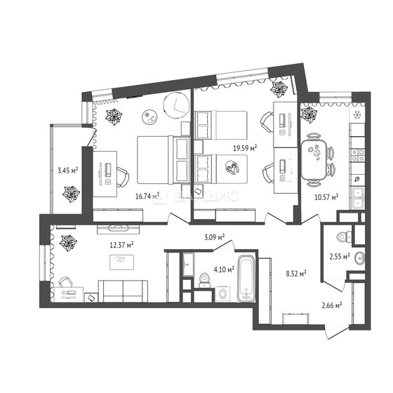 81,7 м², 3-комнатная квартира 5 324 000 ₽ - изображение 1