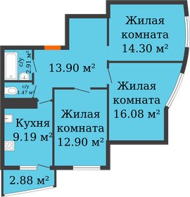 Квартира 72,2 м², 3-комнатная - изображение 1