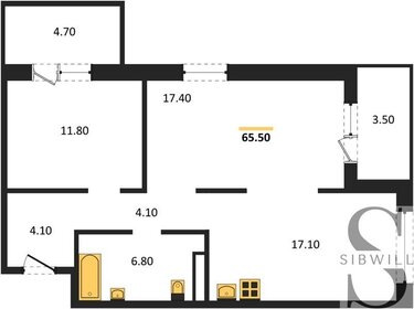 Квартира 64,5 м², 2-комнатная - изображение 1