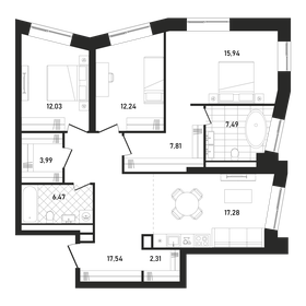 94 м², 3-комнатные апартаменты 35 000 000 ₽ - изображение 92