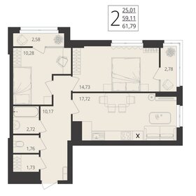 Квартира 61,8 м², 2-комнатная - изображение 1
