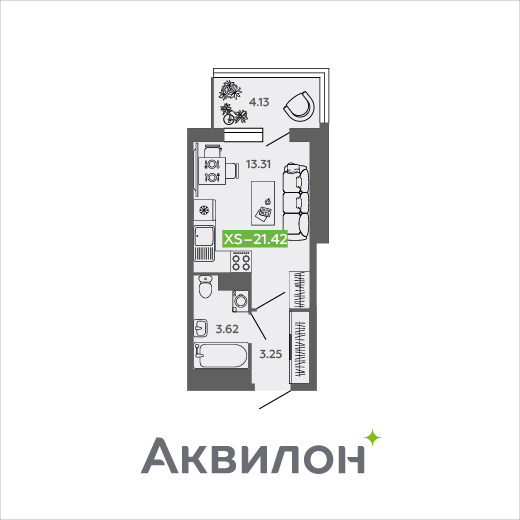 21,4 м², квартира-студия 2 472 002 ₽ - изображение 1