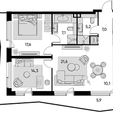 Квартира 88,8 м², 3-комнатная - изображение 2