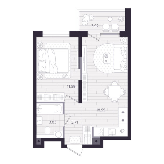 40,1 м², 1-комнатная квартира 8 623 200 ₽ - изображение 24