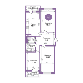 Квартира 87,1 м², 3-комнатная - изображение 1