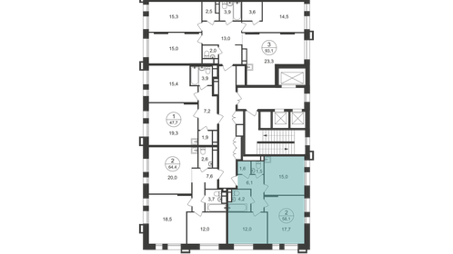 61,1 м², 2-комнатная квартира 17 158 150 ₽ - изображение 44