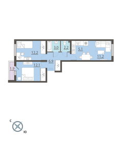 56,6 м², 2-комнатная квартира 6 100 000 ₽ - изображение 49