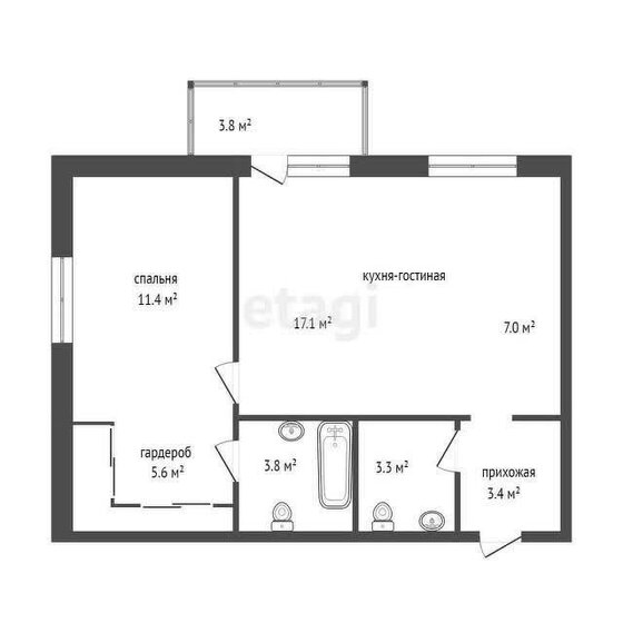 55,4 м², 2-комнатная квартира 9 150 000 ₽ - изображение 1