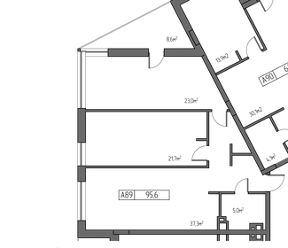 Квартира 95,6 м², 2-комнатные - изображение 1