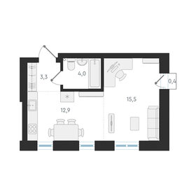 Квартира 35,7 м², студия - изображение 1