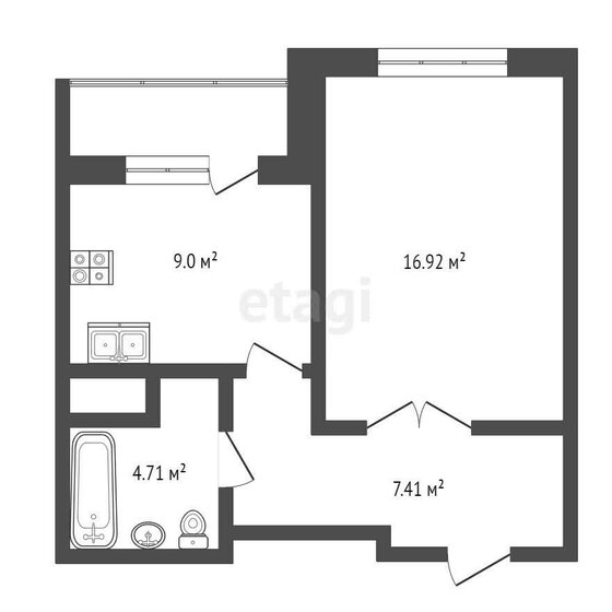 38,9 м², 1-комнатная квартира 2 750 000 ₽ - изображение 1