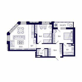 86,5 м², 3-комнатная квартира 13 926 500 ₽ - изображение 39