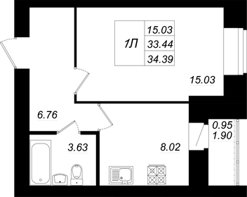 33 м², 1-комнатная квартира 4 300 000 ₽ - изображение 82