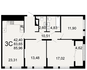 88,2 м², 3-комнатная квартира 7 189 930 ₽ - изображение 25