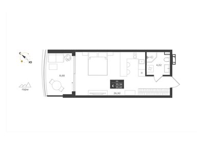 42,4 м², апартаменты-студия 13 997 425 ₽ - изображение 53