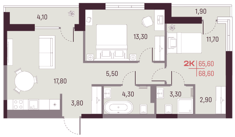 64,6 м², 2-комнатная квартира 8 320 000 ₽ - изображение 10