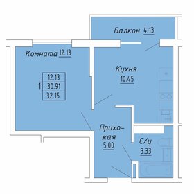 Квартира 32,2 м², 1-комнатные - изображение 1