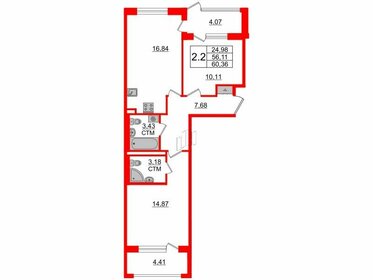 55,6 м², 2-комнатная квартира 12 950 296 ₽ - изображение 1