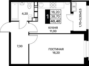 40 м², 1-комнатная квартира 5 264 000 ₽ - изображение 17