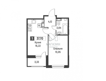 Квартира 37,7 м², 1-комнатная - изображение 1