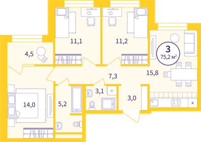 81,8 м², 3-комнатная квартира 11 900 000 ₽ - изображение 17