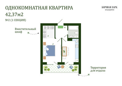 42,8 м², 1-комнатная квартира 3 650 000 ₽ - изображение 58