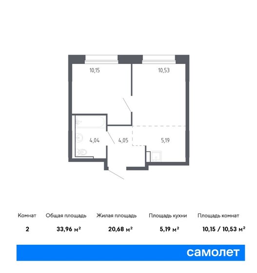 34 м², 1-комнатная квартира 5 373 652 ₽ - изображение 1