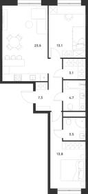 Квартира 69,1 м², 3-комнатная - изображение 1