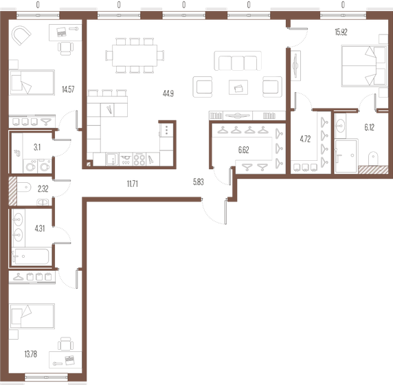 133,9 м², 3-комнатная квартира 43 890 000 ₽ - изображение 28