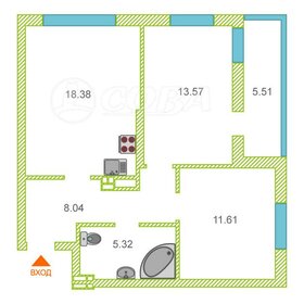 Квартира 57,3 м², 2-комнатная - изображение 1