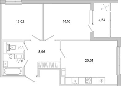 Квартира 62,6 м², 2-комнатная - изображение 1