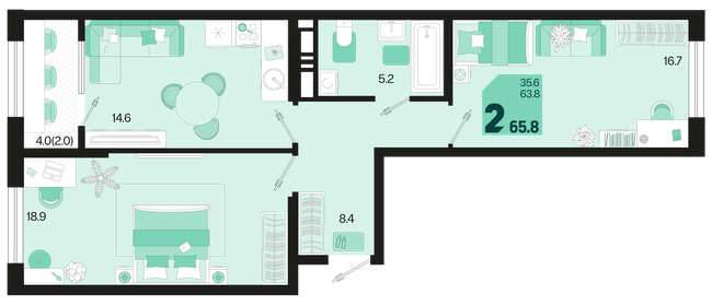 75 м², 2-комнатная квартира 8 700 000 ₽ - изображение 124