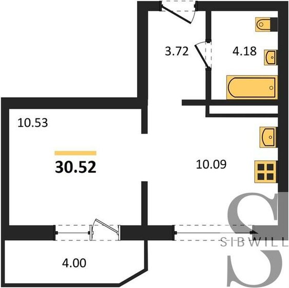 30,5 м², 1-комнатная квартира 4 776 380 ₽ - изображение 1