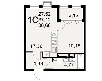 38,7 м², 1-комнатная квартира 5 802 000 ₽ - изображение 9