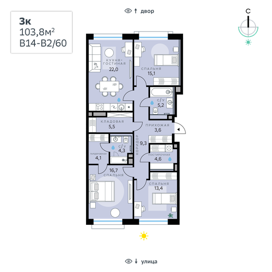 103,8 м², 3-комнатная квартира 40 232 880 ₽ - изображение 1