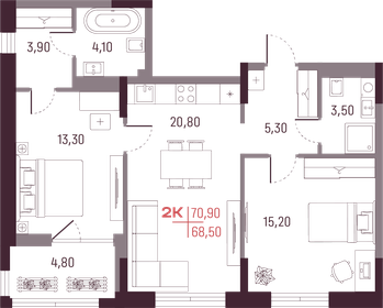 77,3 м², 2-комнатная квартира 8 400 000 ₽ - изображение 70