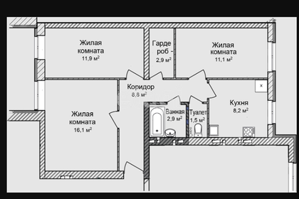 Квартира 63,4 м², 3-комнатная - изображение 1