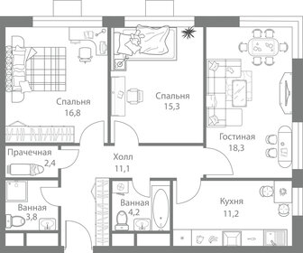 Квартира 83,1 м², 3-комнатная - изображение 1