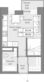 Квартира 28,6 м², 1-комнатная - изображение 1