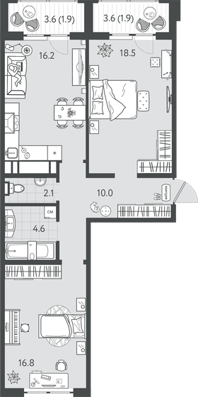 72 м², 2-комнатная квартира 14 760 000 ₽ - изображение 1