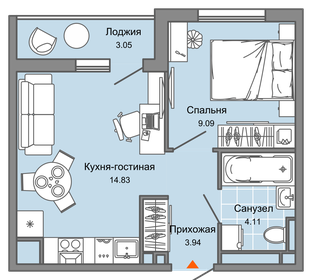 Квартира 34 м², 2-комнатная - изображение 1