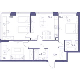 Квартира 87 м², 3-комнатная - изображение 1