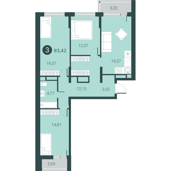 93,4 м², 3-комнатная квартира 12 800 000 ₽ - изображение 1