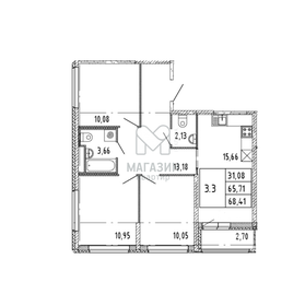 Квартира 68,7 м², 3-комнатная - изображение 1