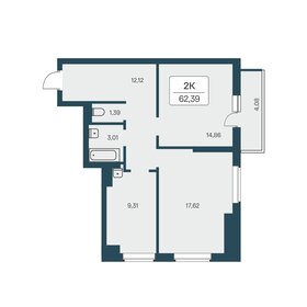 Квартира 62,4 м², 2-комнатная - изображение 1