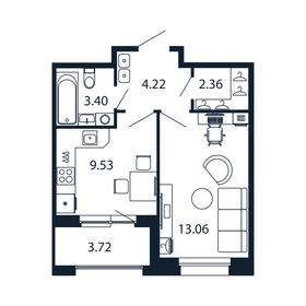 Квартира 34,4 м², 1-комнатная - изображение 1