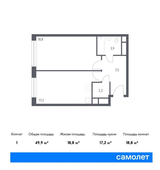 49,9 м², 1-комнатная квартира 23 961 704 ₽ - изображение 19