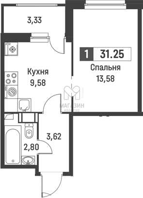 31,3 м², 1-комнатная квартира 6 165 000 ₽ - изображение 12