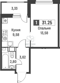 Квартира 31,3 м², 1-комнатная - изображение 1