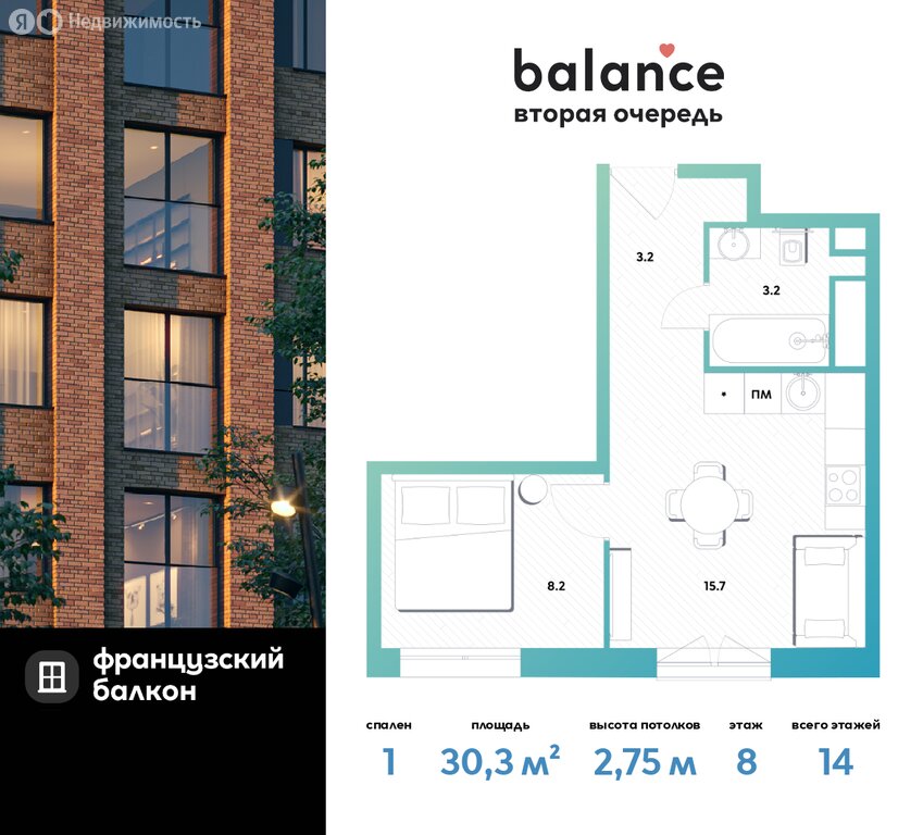 Варианты планировок ЖК balance - планировка 3